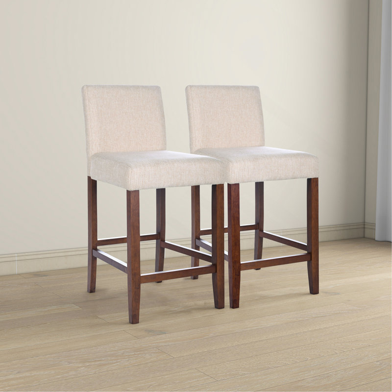 Ensemble de 2 chaises de comptoir Dorian en tissu beige