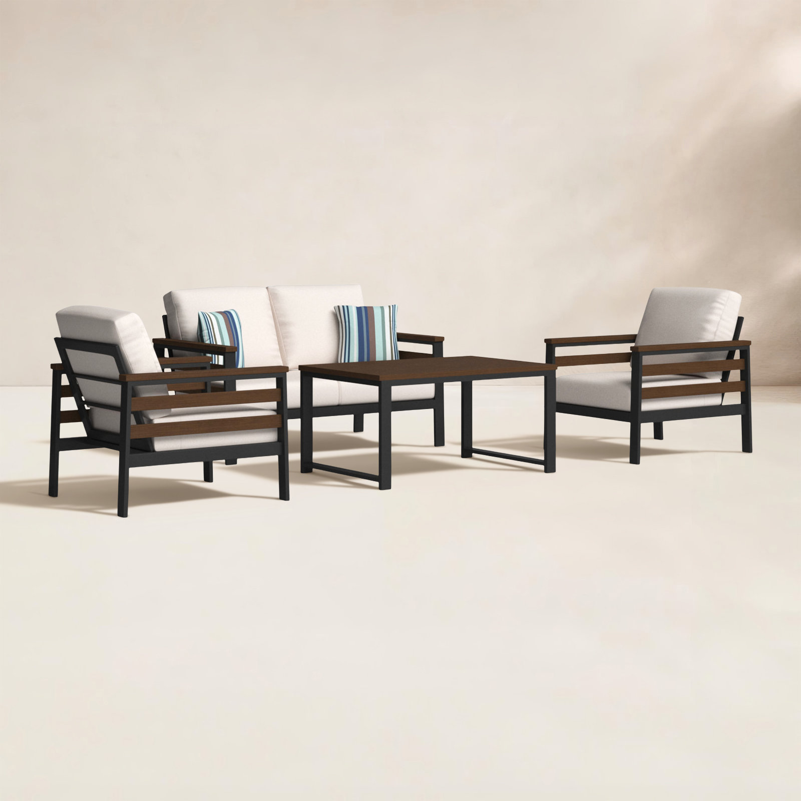 Townsend 4 - Person Outdoor Seating Group with Sunbrella® Cushions, Sunbrella Canvas Natural
