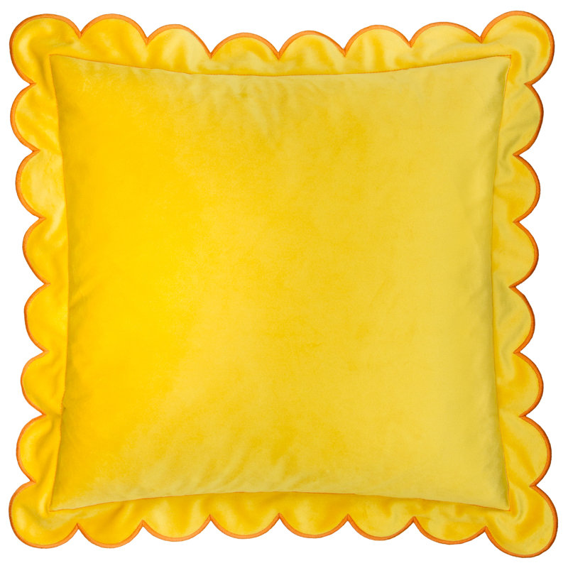 Lil Scallop Square Cushion, Yellow/Orange, Feather