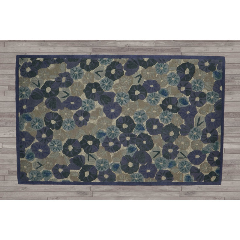 Tapis oriental multicolore en laine touffeté à la main, Rectangle 4 pi x 6 pi