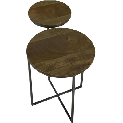 Natural and Gunmetal 2-Tier Accent Table