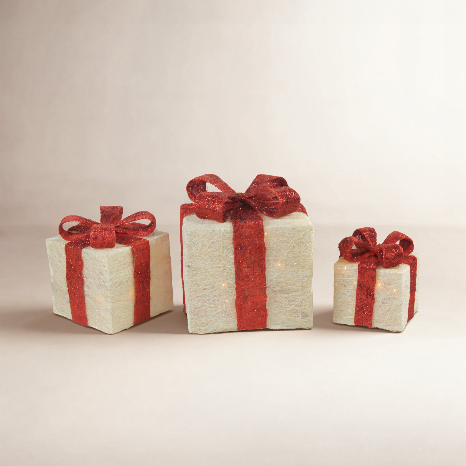 3-Piece Lighted Cream Gift Box Set