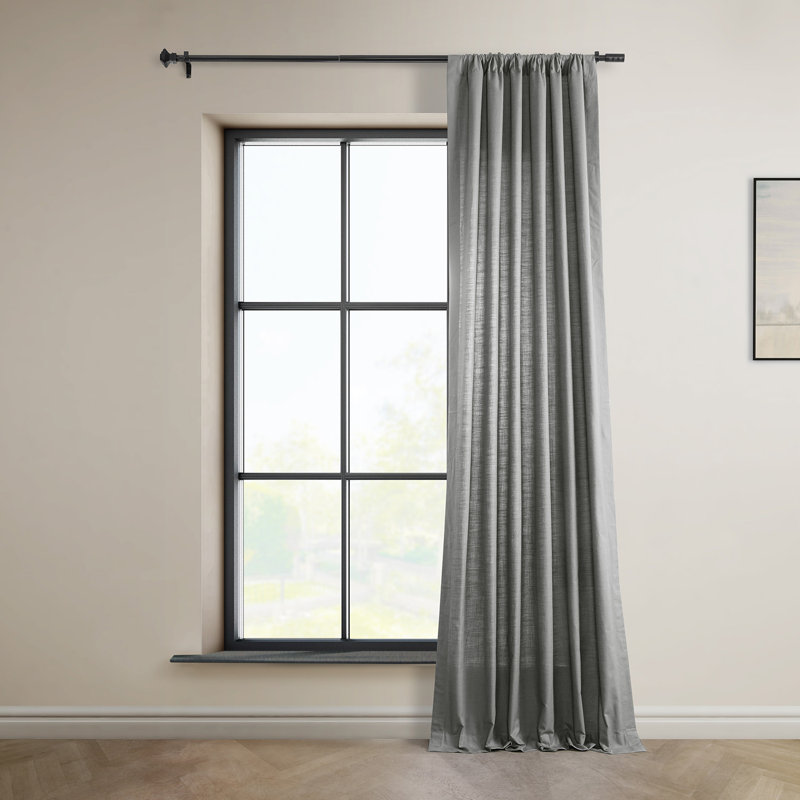 Richardson 100% Cotton Semi Sheer Curtain Pair, 50" W x 108" L, Dark Gray