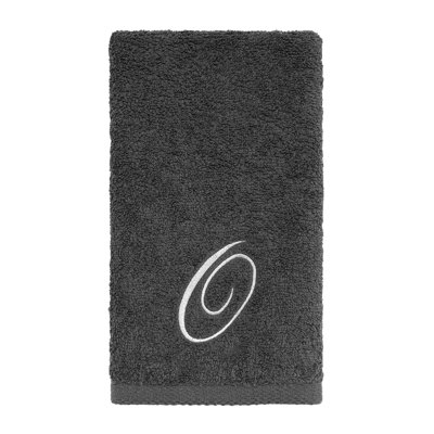 Winston Porter Granite/Silver Script Monogram Fingertip Towel Letter O
