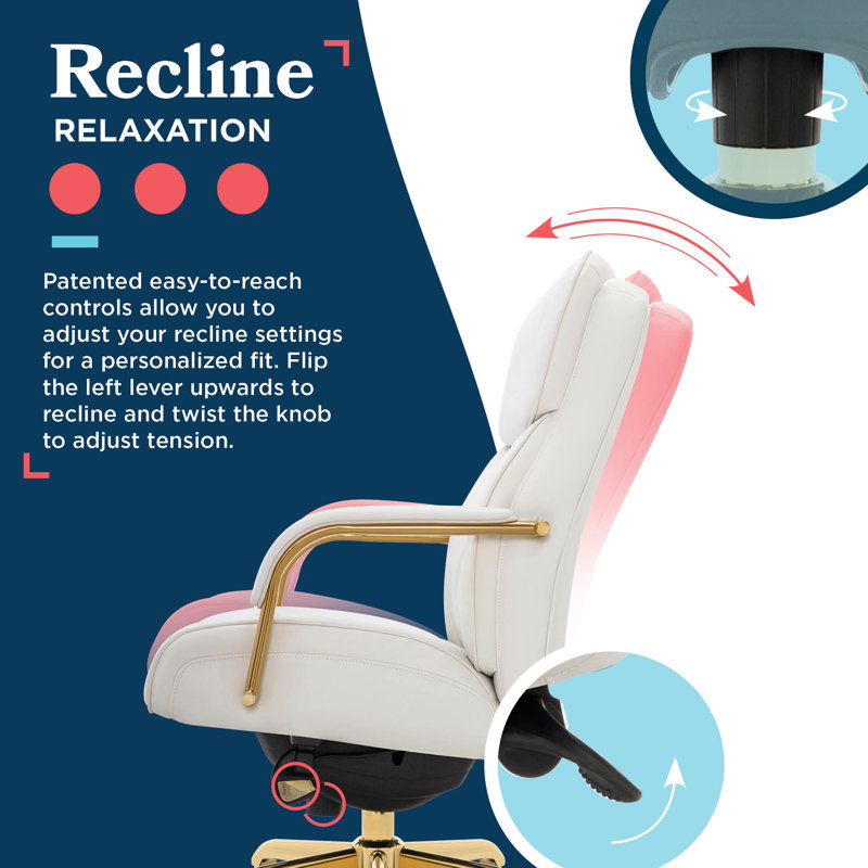 Symphony Swivel Executive Chair, Gold, White