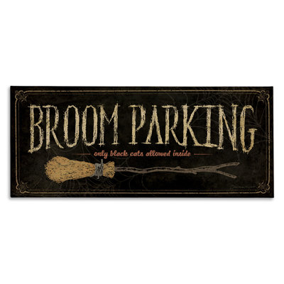 Aw-107-Canvas " Broom Parking Black Cats Allowed " by Stephanie Workman Marrott