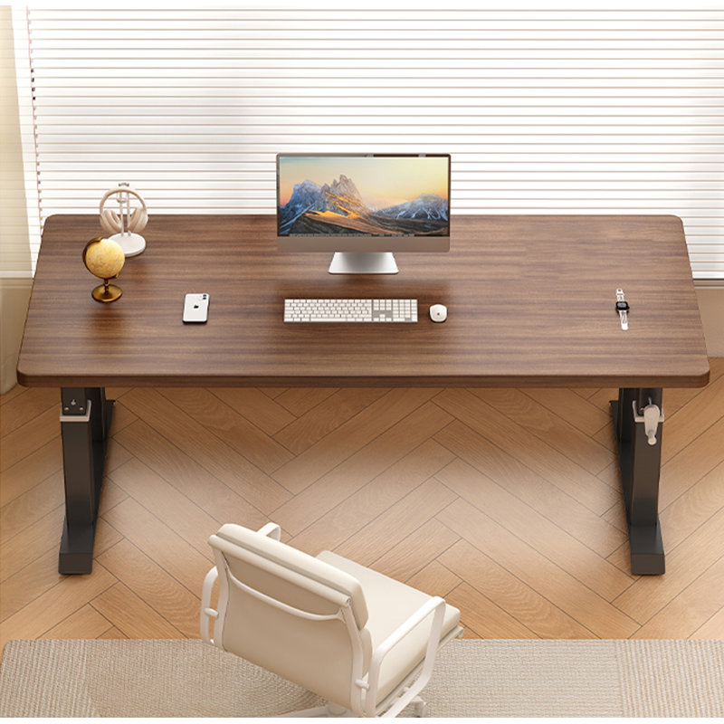 Bureau debout rectangulaire réglable en bois massif à manivelle, 28.3" H x 63" W x 27.6" D
