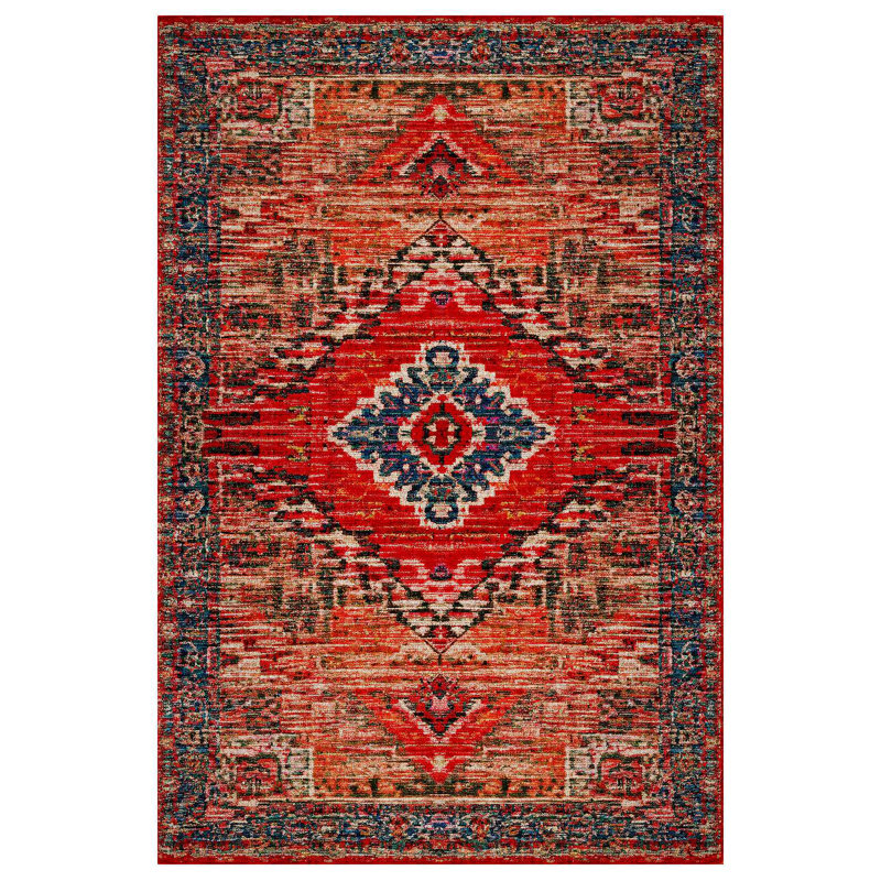Strawbridge Colorful Moroccan Machine Printed Cotton Polyester Area Rug, Runner 5'3" x 11'6"