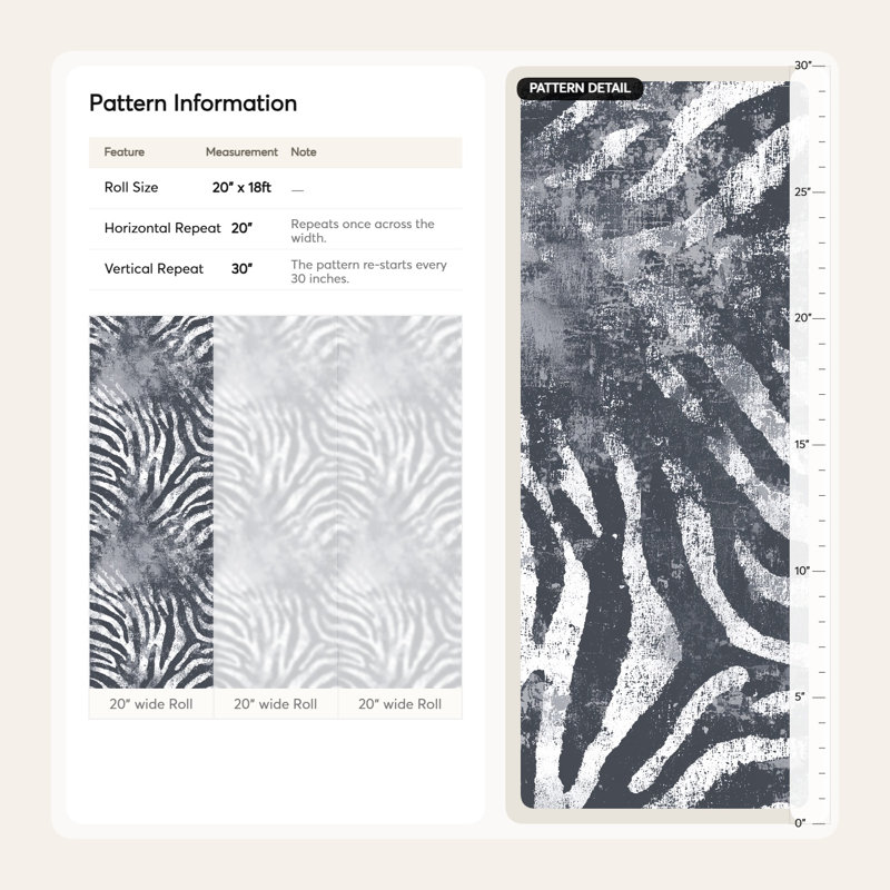 Papier peint moderne zébré gris