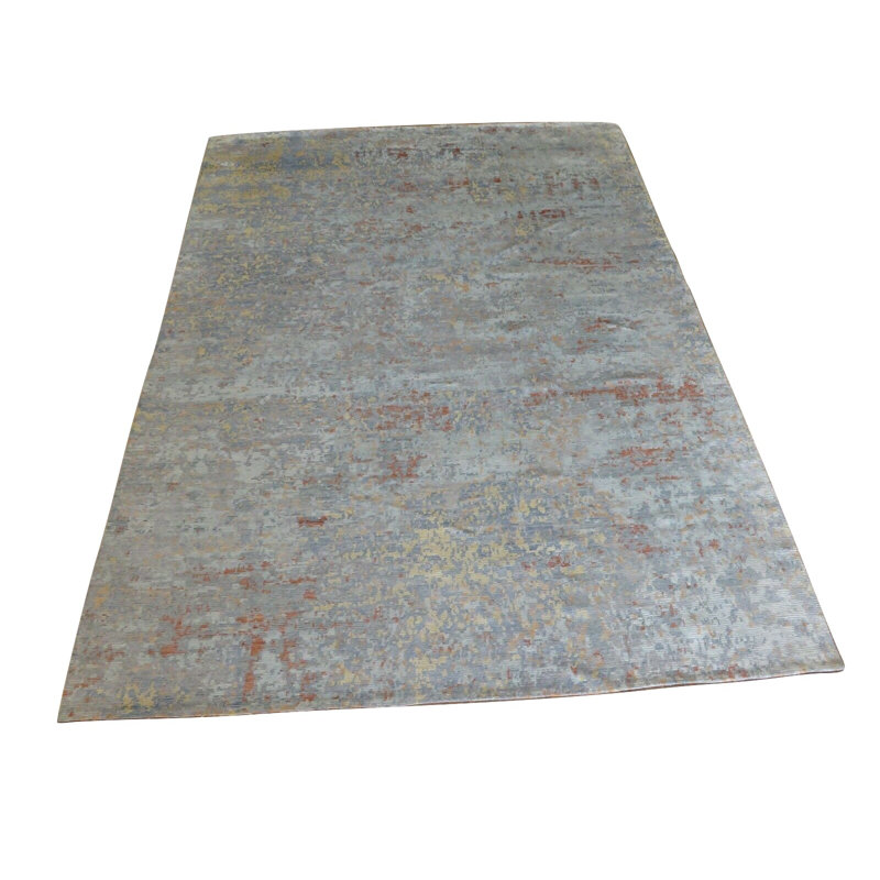 Tapis de la surface en soie 8'11" x 12" one-of-kind à la main noué la brown