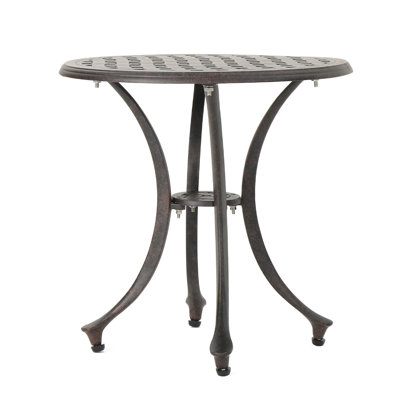 Outdoor End Table, Lattice Top, 19 Inch, Bronze Aluminum Curved Legs