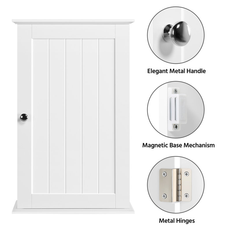 Wall Bathroom Cabinet with Single Door, White