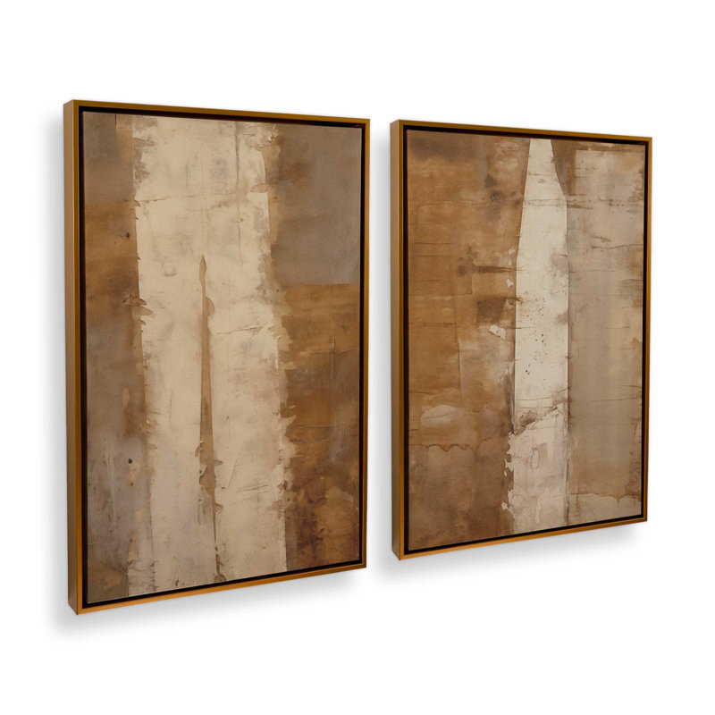 Ensemble de 2 impressions sur toile Sienna, Cadre flottant or poli, H 12,75 po x l 17,5 po x P 1,75 po