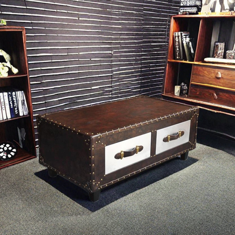 Brown Leather Coffee Table 51.18'' Sideboard