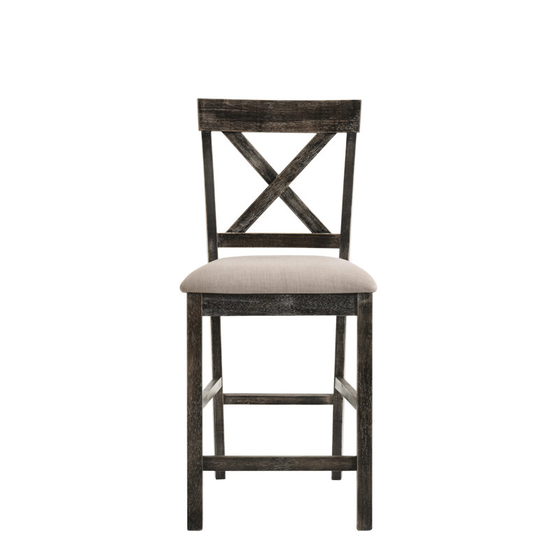 Chaise à hauteur de comptoir en lin et gris vieilli (ensemble de 2)