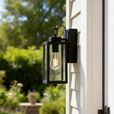 Schlesinger Steel Outdoor Wall Light with GFCI Outlets
