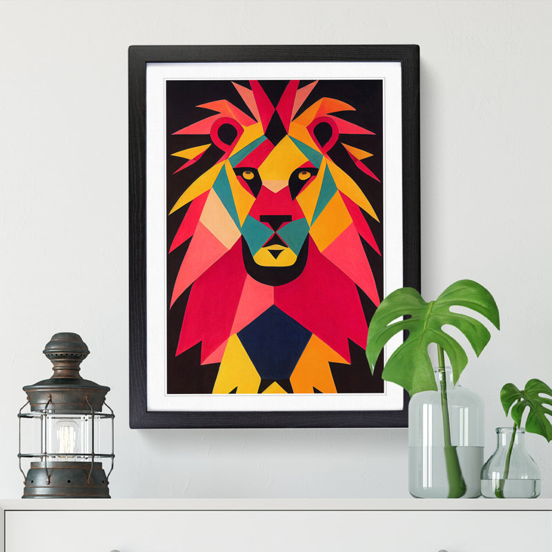 Striking Lion Art Vol.3 - Single Picture Frame Print, 34cm H x 25cm W x 2cm D, Black