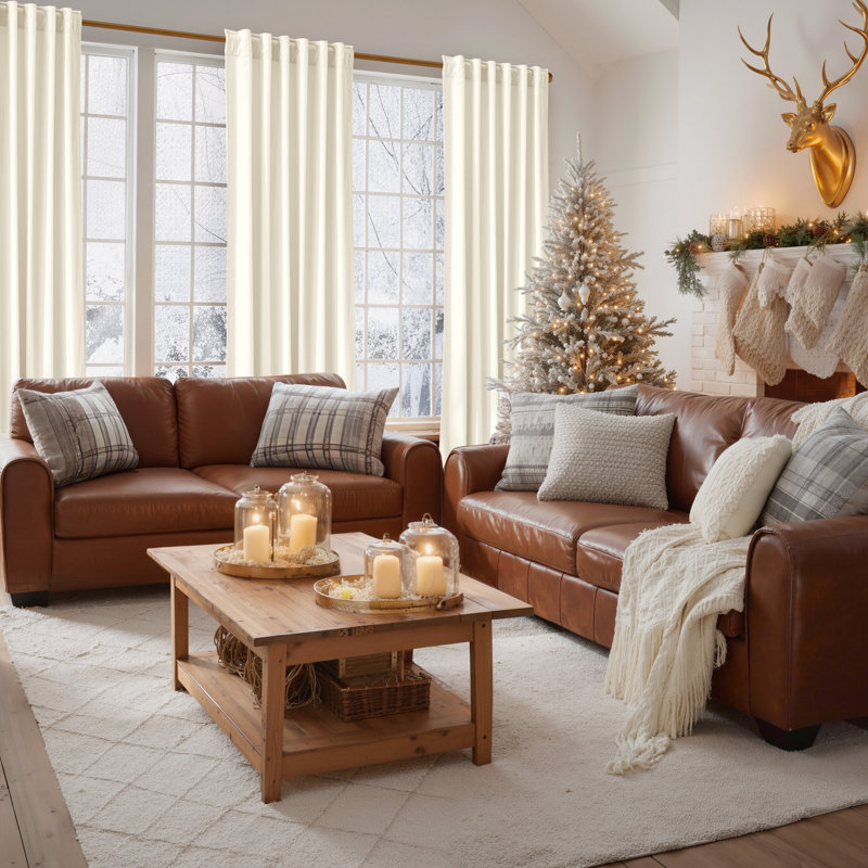 Ivory White Luxury Velvet Curtains 84 inches, Sound Reducing Heavy Matt Back Tab Room Darkening Drapes for Living Room, Light Dimming Kids Thermal Insulated Home Decor(2 Panels, 52" W)