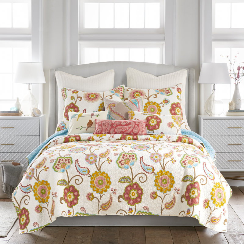 Ashbury Spring Embroidered Square Cotton Pillow