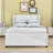 Full Wood Upholstered Platform Bed with Trundle-539978182