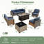 Ensemble de conversation en rotin PE avec foyer d'extérieur au propane et table d'appoint solaire à DEL 9 pièces Sturgill, ensemble modulaire de patio modulaire avec coussins-779575338