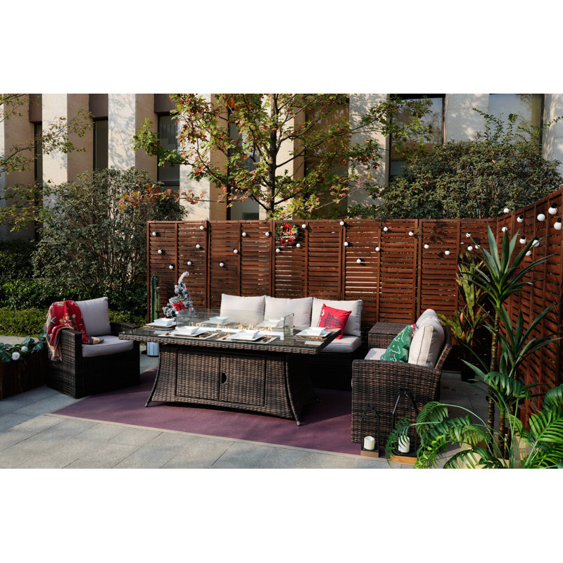 Wicker 6 - Person Patio Conversation Set with Cushions