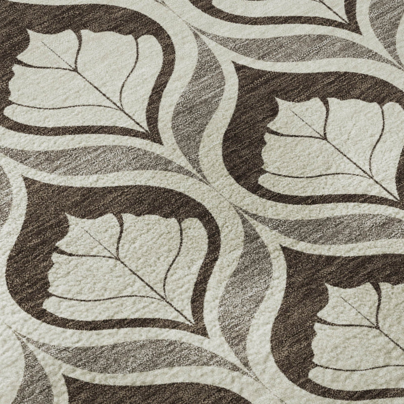 Tapis Ikat Mayfield AMF2379 lavable à la machine de qualité supérieure, Brun, 5 pi x 7 pi 6 po