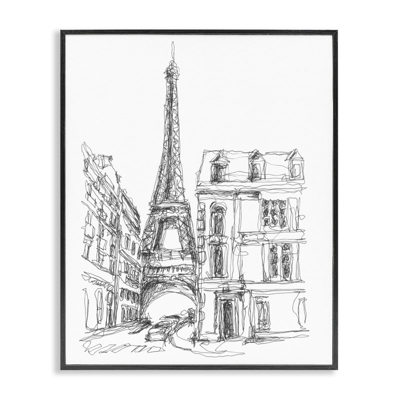 Parisian Architecture Study Framed Giclee, design by Ethan Harper, 30" H x 24" W, Midnight Black Framed Giclee