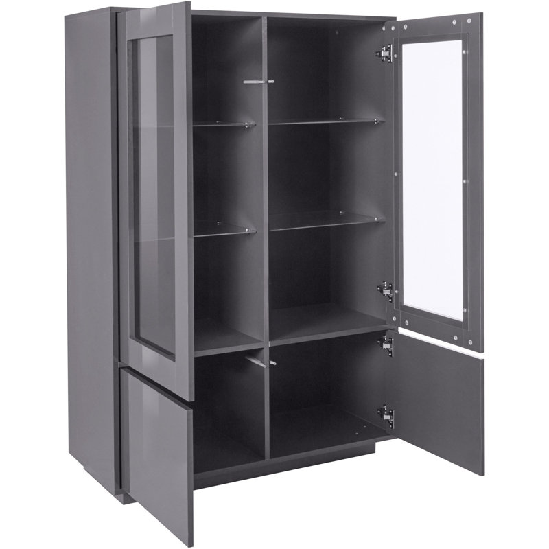 Jahzari 100 cm W Highboard, Anthracite Grey Glossy