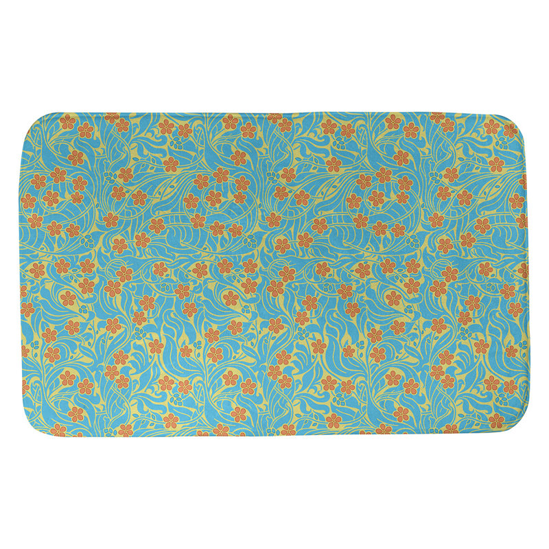 Tapis pour salle de bain florale à tourbillons katelyn elizabeth Avicia, l 17 po x L 24 po, Jaune, bleu et orange
