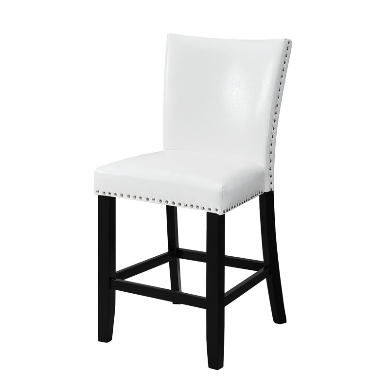 Chaises de salle à manger rembourrées à hauteur de comptoir, 2 pièces, blanc, contemporain, chaises de style moderne avec repose-pieds, 2 pièces