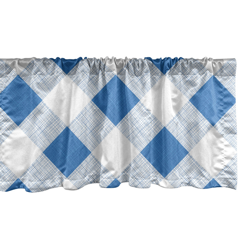 Ensemble de 2 cantonnières bleues et blanches Ambesonne, L 54 po x L 12 po