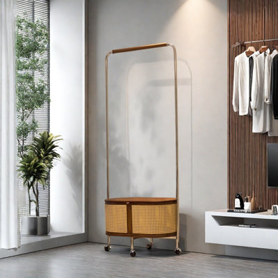 Coat Rack Quiet Wheels Brake & Multi-Storage