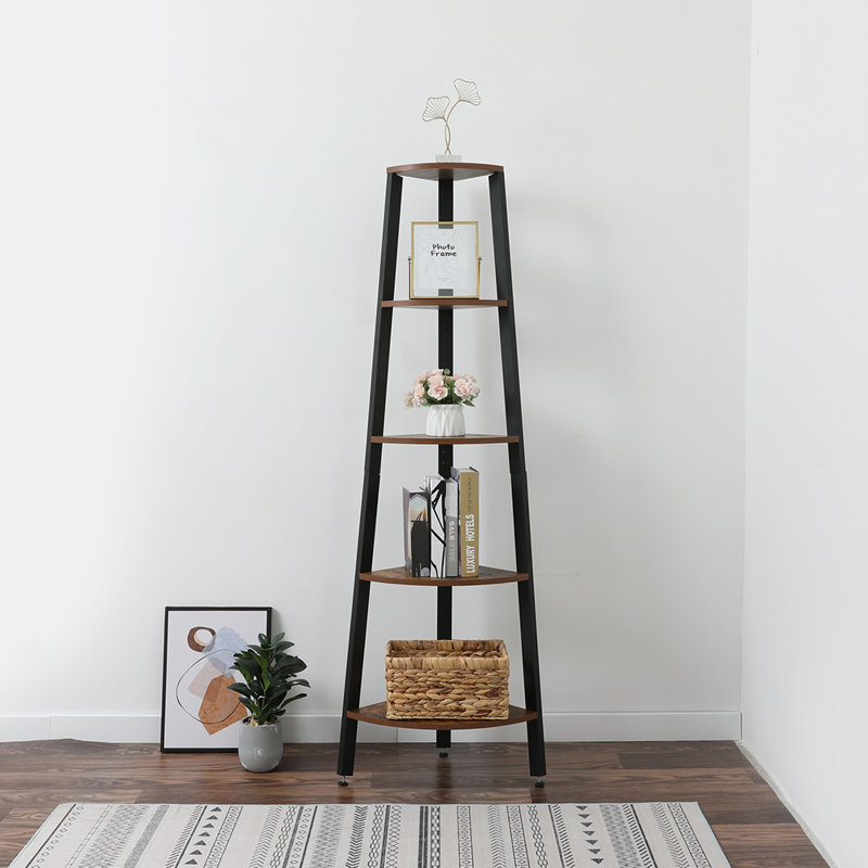 Fabiola 159 cm H x 33 cm W Iron Corner Bookcase