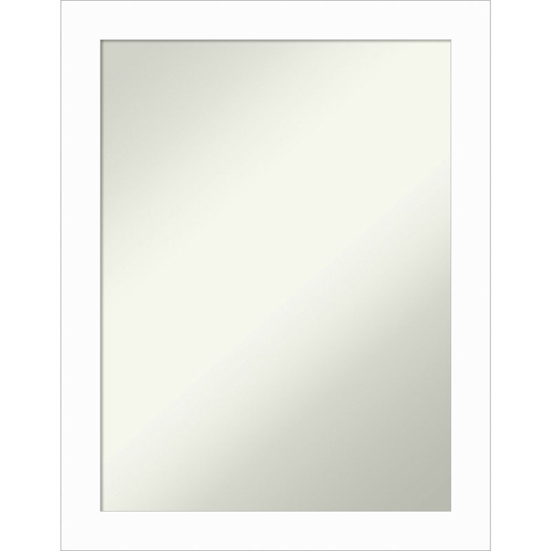 Jion Solid Wood Rectangle Wall Mirror, 27.5" x 21.5", White