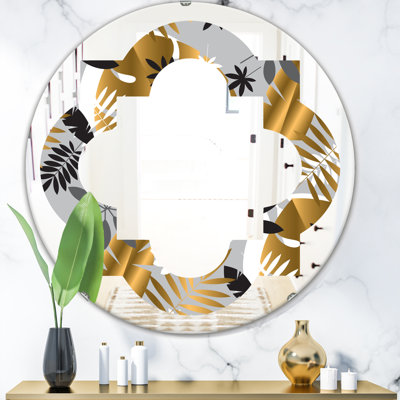 Miroir mural quadrilobe de luxe à motif de feuillage de luxe