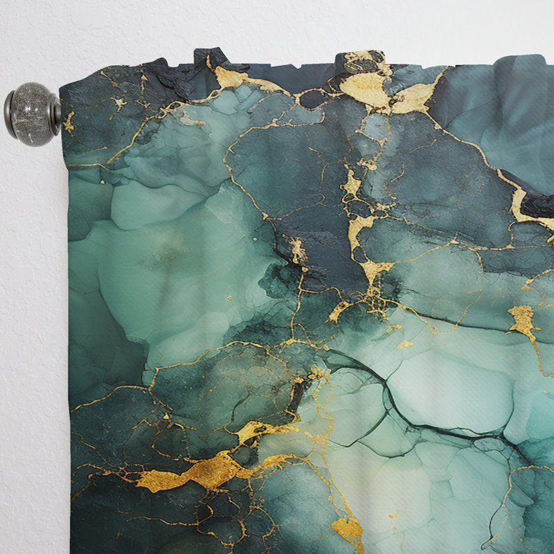 Alleya - Abstract Marble Marble Room Darkening Curtain - 1 Panels, 52" W x 108" L