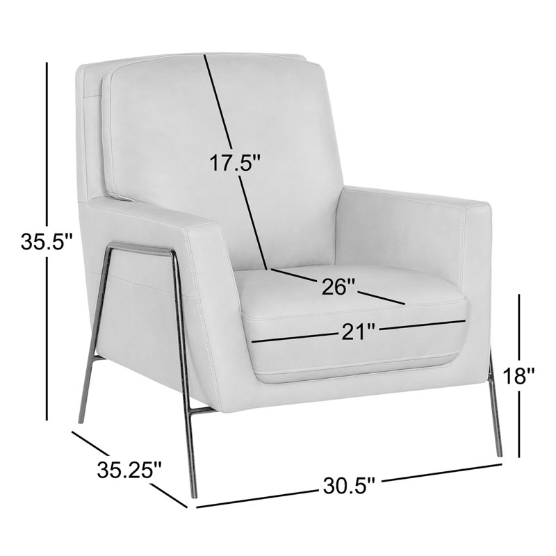 Aziel 30.5'' Wide Genuine Leather Top Grain Leather Club Chair, Ankur Meteor Genuine Leather