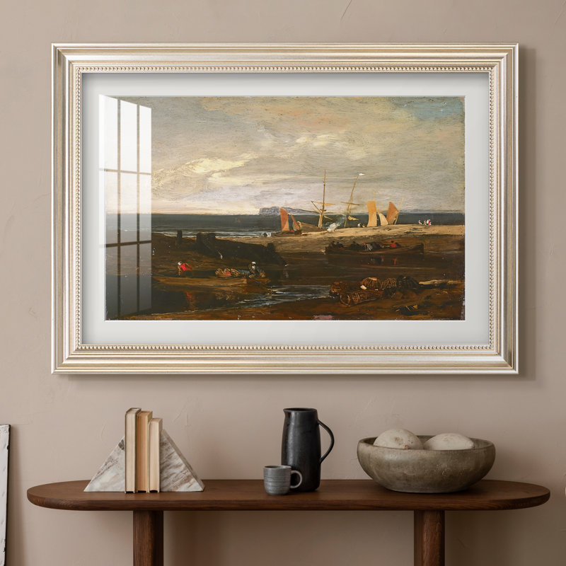 Scène sur la côte anglaise, vers 1798 - J.M.W. Turner - Estampe encadrée sur mesure, 20x28 INNER SIZE, Étain satiné