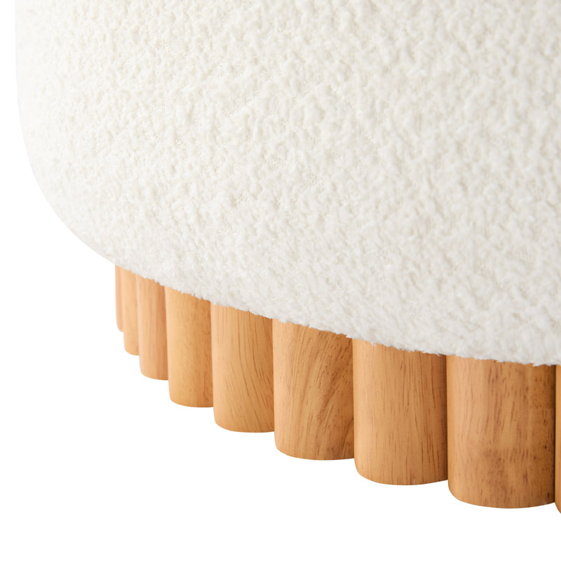 Rond 29 po avec couvercle réversible, base en bois, tissu bouclé, multifonctionnel, compartiment de rangement pour le salon, rangement caché moderne, sans espace d'assemblage