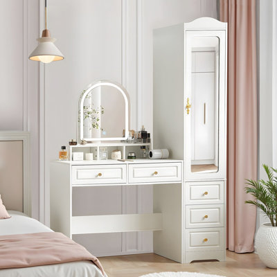 Armoire-penderie Visare avec miroir, lumières et armoire droite