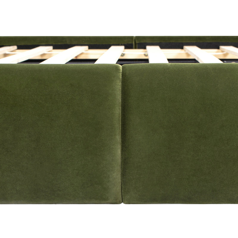 Berteal Puffy Grounded Upholstered Platform Bed, Performance Velvet, Queen, Green