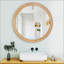 Miroir mural rond de style campagnard, miroir décoratif avec cadre en bois vieilli vintage pour entrée, chambre à coucher, bureau-1448610383