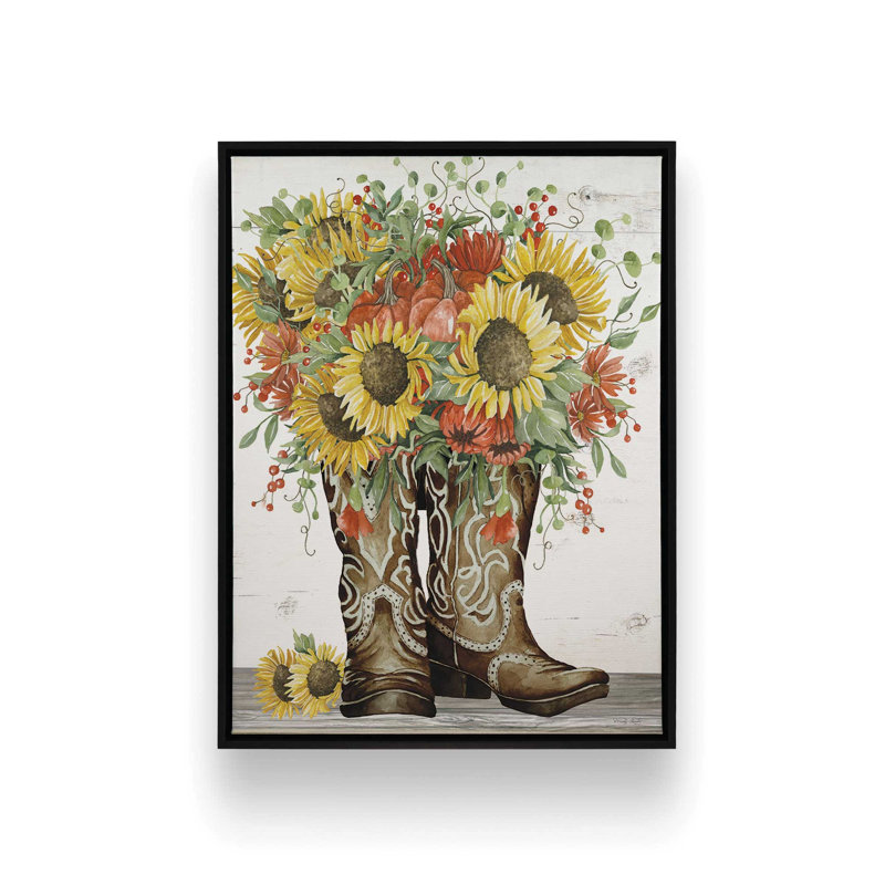 «Fall bottes» par Cindy Jacobs, reproduction d'art, L 30 x H 40, Toile avec cadre, Noir
