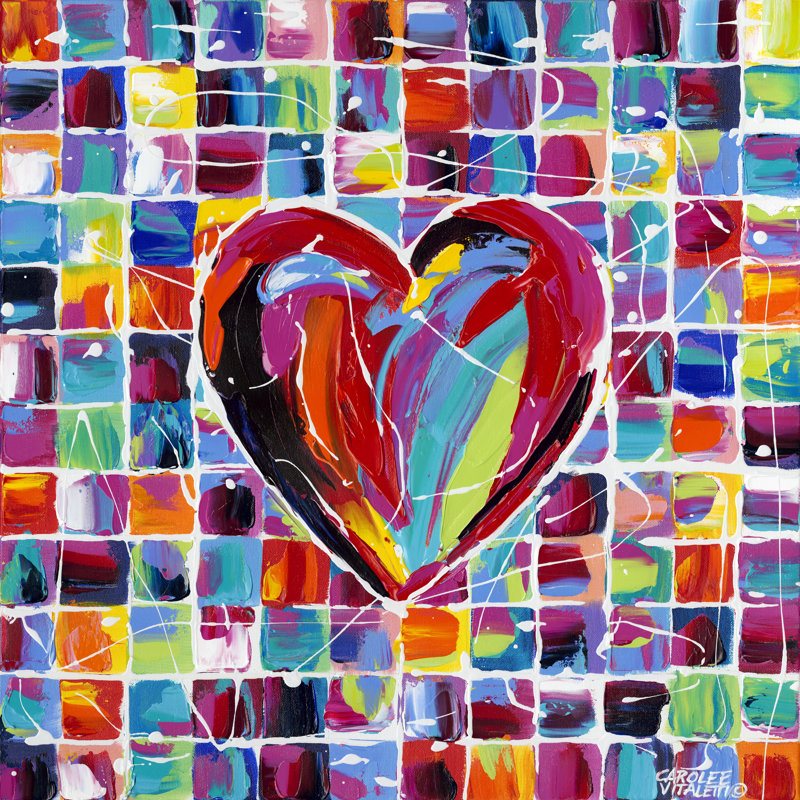 Hearts Of A Different Colour II by Carolee Vitaletti - Wrapped Canvas Painting, 51cm H x 51cm W