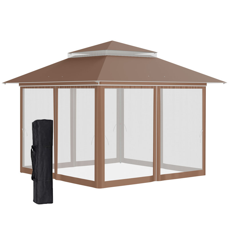 Outsunny Pop Up Canopy Tent with Netting and Carry Bag, Instant Sun Shelter, Khaki