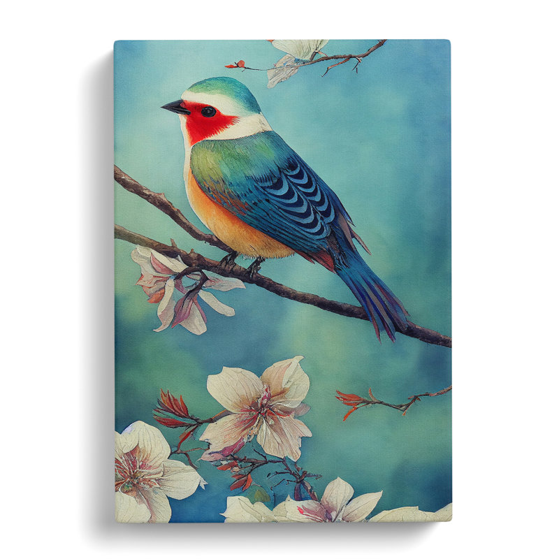 Bird in Watercolour No.2 - Unframed - Wrapped Canvas, 50cm H x 35cm W x 3cm D