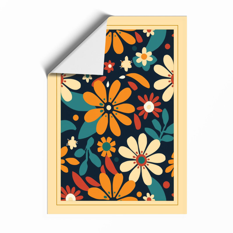 Geometric Bloom Pattern Mid-Century - Framed Print, Unframed, A4 - 29.7 x 21.0 cm