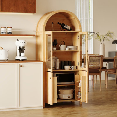 71" Tall Arched Kitchen Pantry Cabinet