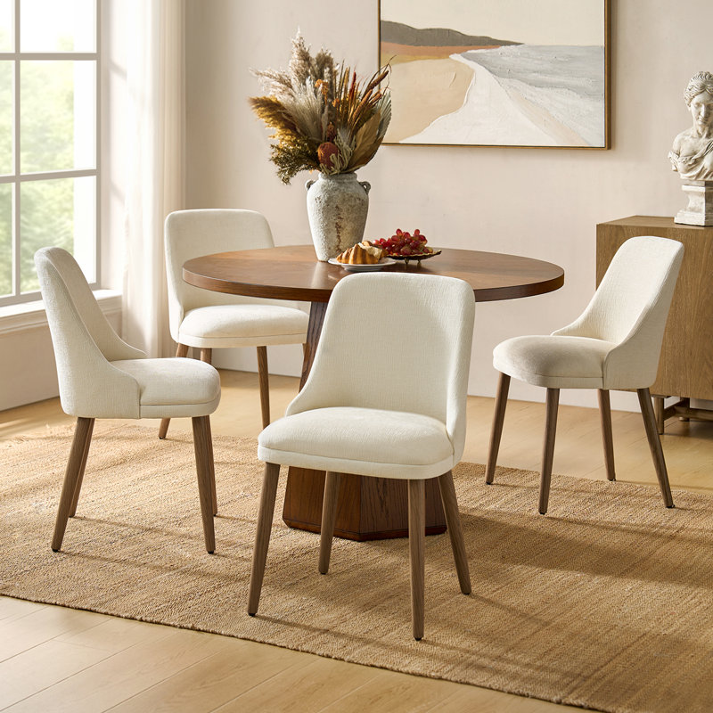 Ensemble de chaises de salle à manger rembourrées l 19,25 po Kanalu, 4, Ivoire ivoire